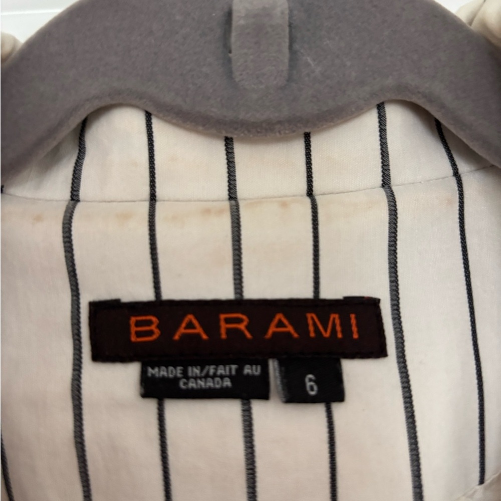 White Pinstripe Blazer Jacket with Notch Lapel - Picture 6 of 8